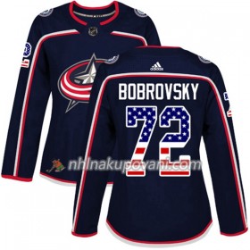 Columbus Blue Jackets Dresy Sergei Bobrovsky 72 2017-2018 USA Flag Fashion Modrá Adidas Authentic - Dámské